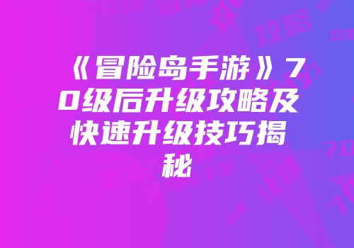 《冒险岛手游》70级后升级攻略及快速升级技巧揭秘