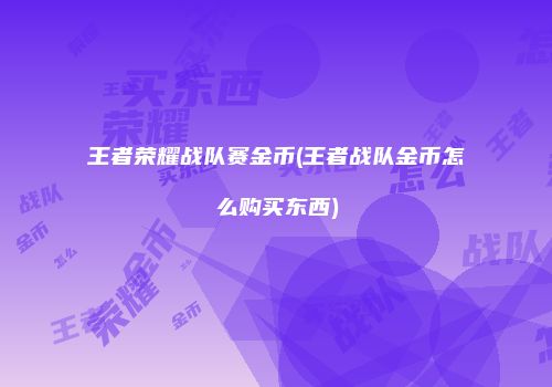 王者荣耀战队赛金币(王者战队金币怎么购买东西)