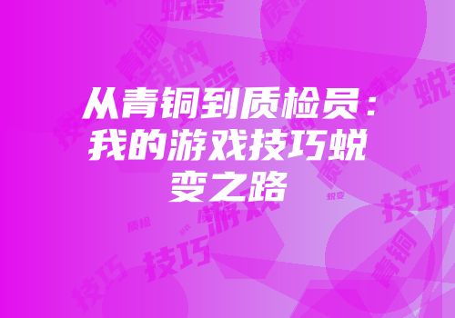 从青铜到质检员：我的游戏技巧蜕变之路
