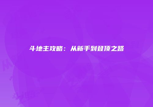 斗地主攻略：从新手到登顶之路