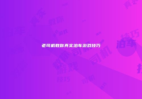 老司机教你真实泊车游戏技巧