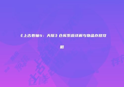 《上古卷轴5：天际》仓库系统详解与物品存放攻略