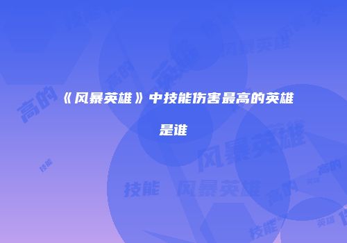 《风暴英雄》中技能伤害最高的英雄是谁