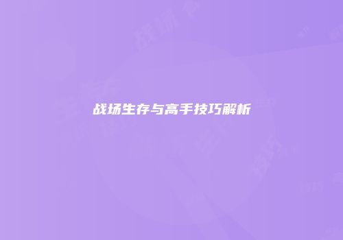 战场生存与高手技巧解析