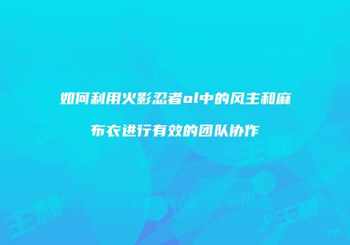 如何利用火影忍者ol中的风主和麻布衣进行有效的团队协作
