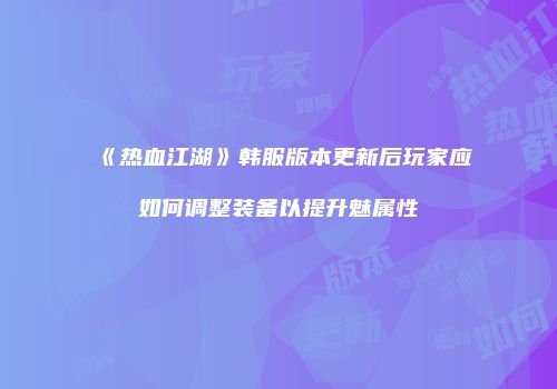 《热血江湖》韩服版本更新后玩家应如何调整装备以提升魅属性