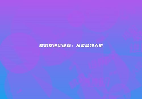 精武堂进阶秘籍：从菜鸟到大佬