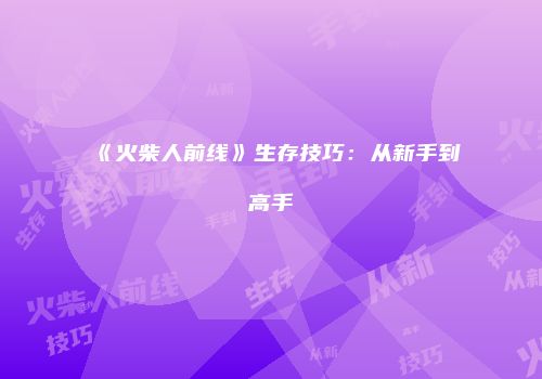 《火柴人前线》生存技巧：从新手到高手