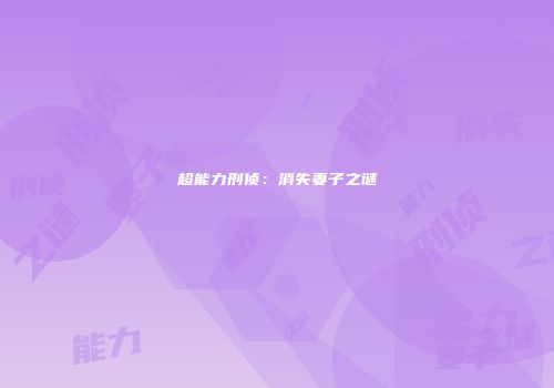 超能力刑侦：消失妻子之谜