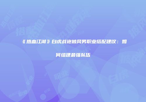 《热血江湖》白虎战袍披风男职业搭配建议：如何组建最强队伍