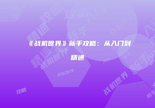 《战机世界》新手攻略：从入门到精通