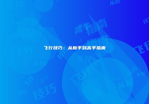 飞行技巧：从新手到高手指南