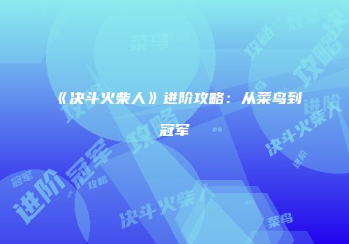 《决斗火柴人》进阶攻略：从菜鸟到冠军