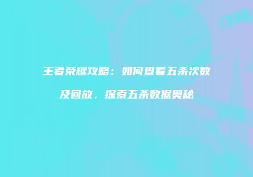 王者荣耀攻略：如何查看五杀次数及回放，探索五杀数据奥秘