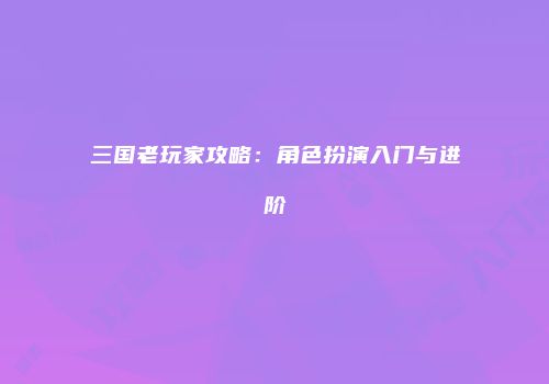 三国老玩家攻略：角色扮演入门与进阶