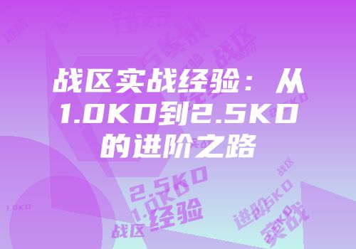 战区实战经验：从1.0KD到2.5KD的进阶之路
