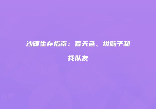 沙暖生存指南：看天色、拼脑子和找队友