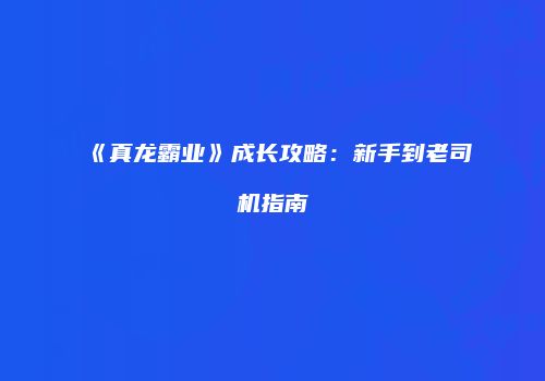 《真龙霸业》成长攻略：新手到老司机指南