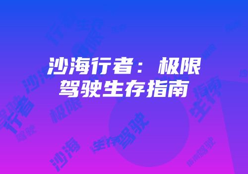 沙海行者：极限驾驶生存指南