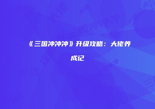 《三国冲冲冲》升级攻略：大佬养成记