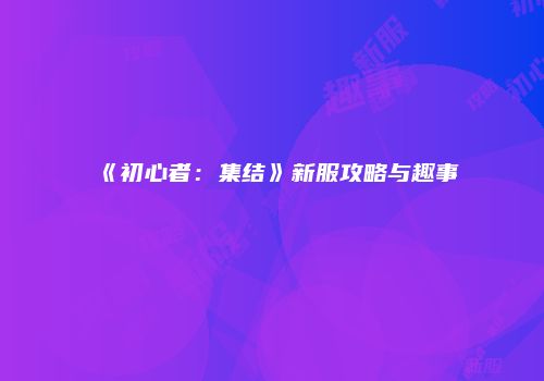 《初心者：集结》新服攻略与趣事