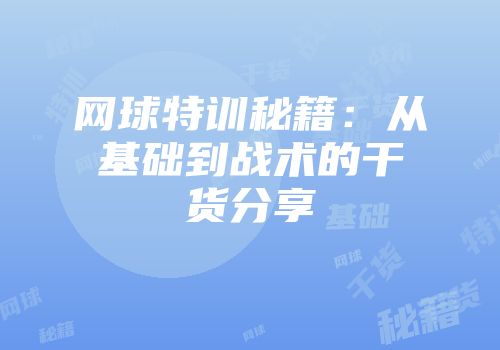 网球特训秘籍：从基础到战术的干货分享