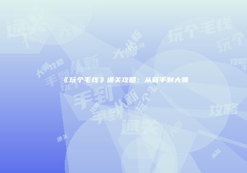《玩个毛线》通关攻略：从新手到大师