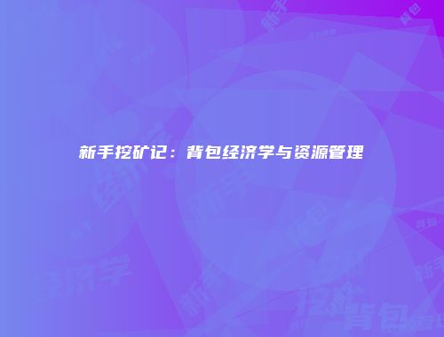 新手挖矿记：背包经济学与资源管理