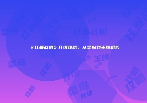 《狂暴战机》升级攻略：从菜鸟到王牌机长
