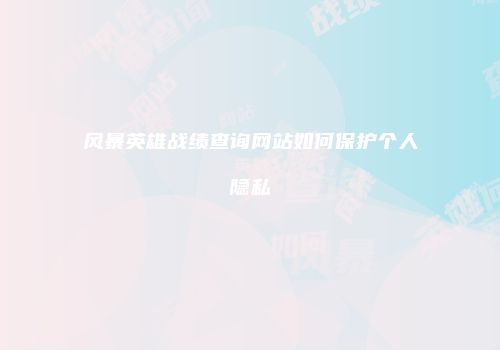 风暴英雄战绩查询网站如何保护个人隐私