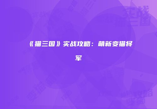 《猫三国》实战攻略：萌新变猫将军