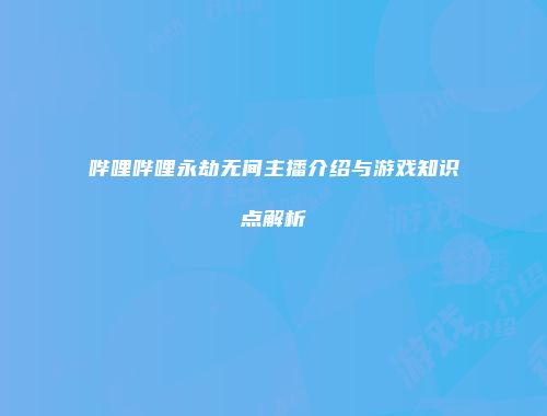 哔哩哔哩永劫无间主播介绍与游戏知识点解析