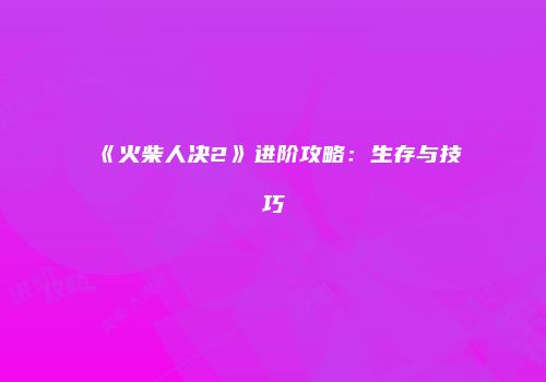 《火柴人决2》进阶攻略：生存与技巧