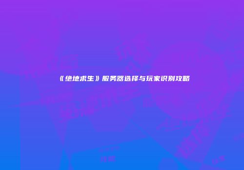 《绝地求生》服务器选择与玩家识别攻略