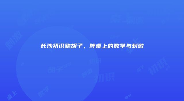 长沙初识跑胡子，牌桌上的数学与刺激
