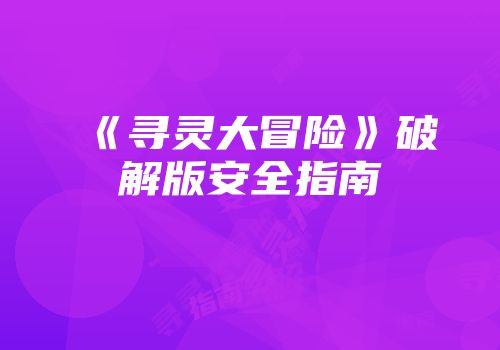 《寻灵大冒险》破解版安全指南