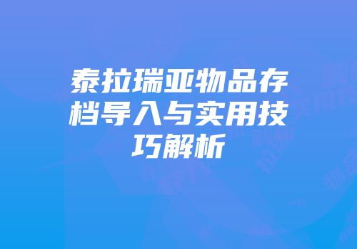 泰拉瑞亚物品存档导入与实用技巧解析