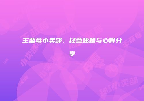 王蓝莓小卖部：经营秘籍与心得分享