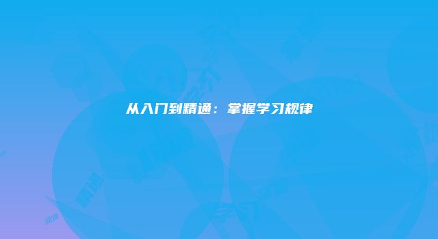 从入门到精通：掌握学习规律