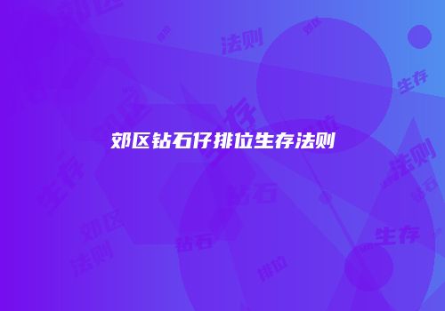 郊区钻石仔排位生存法则
