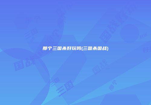 那个三国杀好玩吗(三国杀国战)