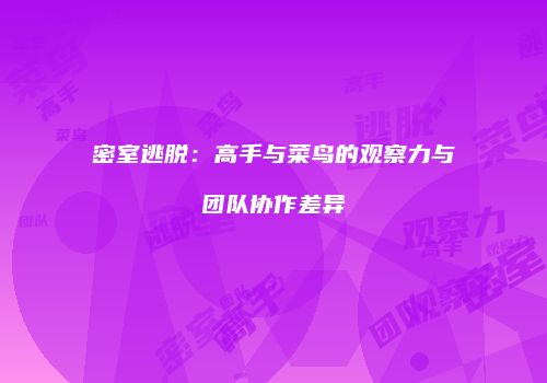 密室逃脱：高手与菜鸟的观察力与团队协作差异