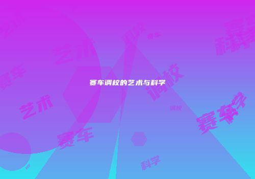 赛车调校的艺术与科学
