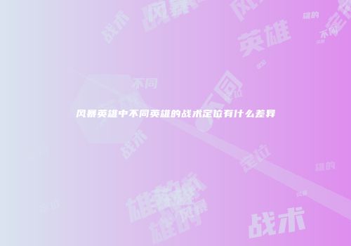 风暴英雄中不同英雄的战术定位有什么差异