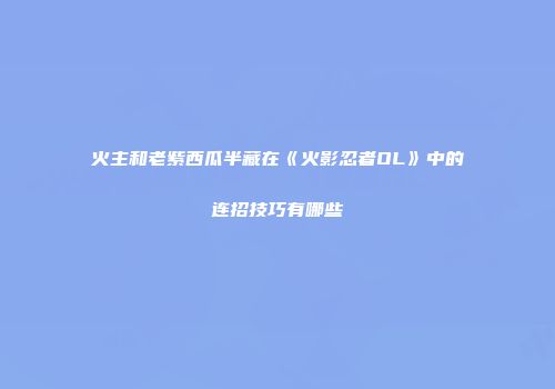 火主和老紫西瓜半藏在《火影忍者OL》中的连招技巧有哪些