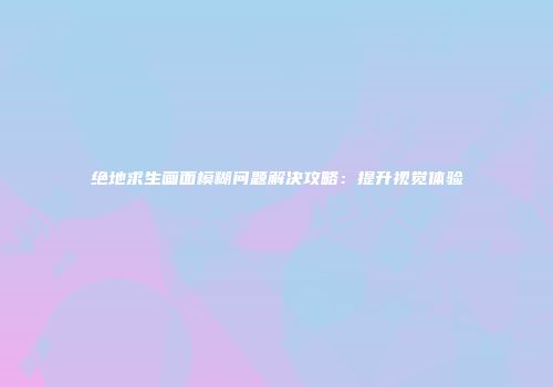 绝地求生画面模糊问题解决攻略：提升视觉体验