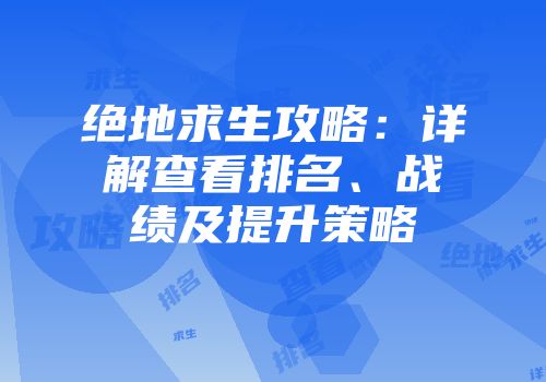 绝地求生攻略：详解查看排名、战绩及提升策略