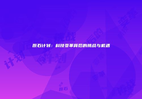 原石计划：科技变革背后的挑战与机遇