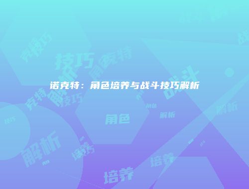 诺克特：角色培养与战斗技巧解析