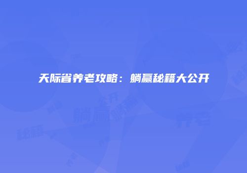 天际省养老攻略：躺赢秘籍大公开